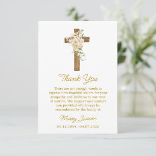 Cartão de agradecimento Cruz Rosa Branca de simpat