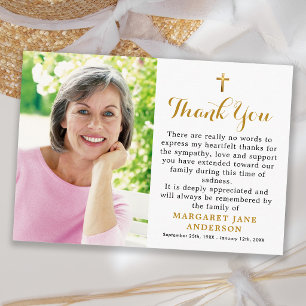Cartão De Agradecimento Cruz Simples Foto Personalizada Funeral Elegante