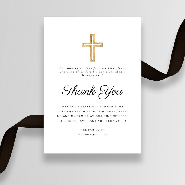 Cartão De Agradecimento Cruzamento Religioso (Religious Cross Funeral Thank You Card)