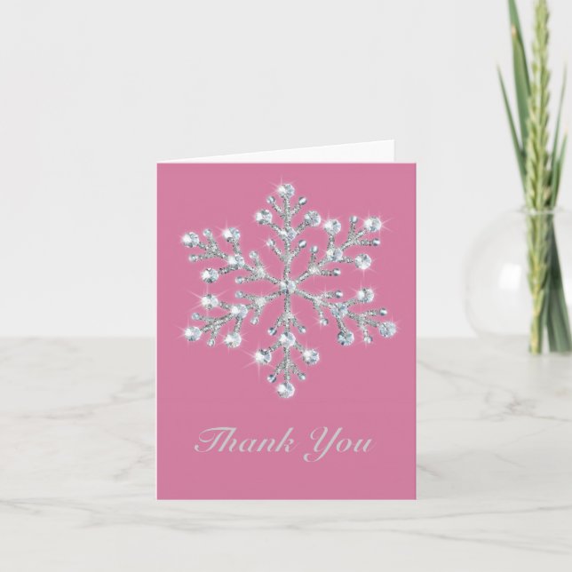 Cartão De Agradecimento Crystal Snowflake Thank You Card (Frente)
