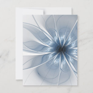 Cartão De Agradecimento Cu de flor de fantasia fractal azul macio e tenra
