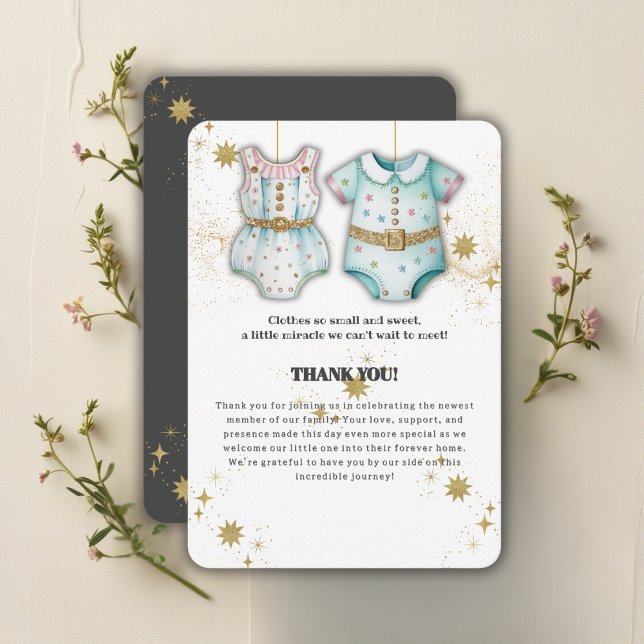 Cartão De Agradecimento Cueca De Bebê Whimsical Roupa Sexo Chá de fraldas  (Criador carregado)