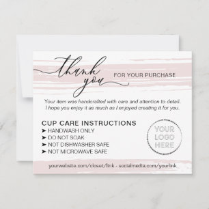 Cartão De Agradecimento Cuidados com as instruções para o Tumbler Cup pa