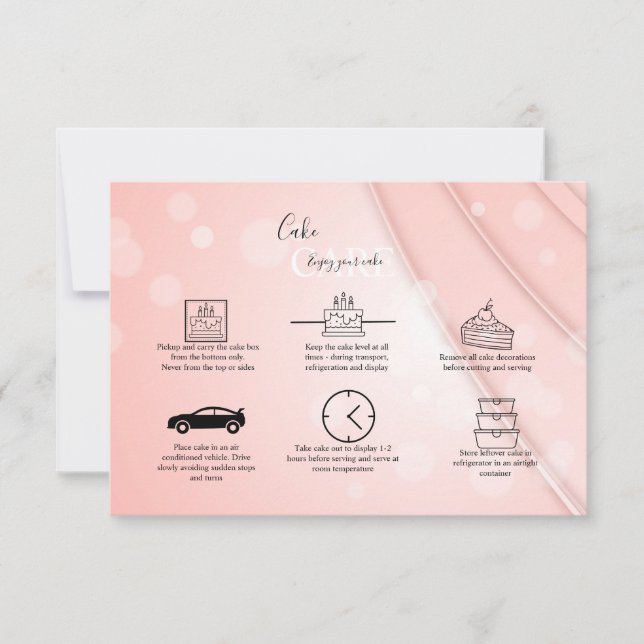 Cartão De Agradecimento Cuidados De Bolo Estético Rosa (Frente)