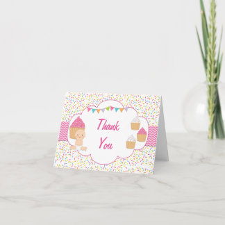 Cartão De Agradecimento Cupcake Baby Sprinkle Thank You