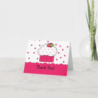 Cartão De Agradecimento Cupcake Cor-de-rosa doce Obrigado Nota