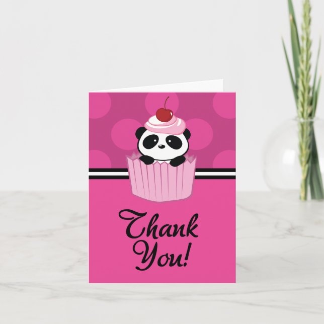 Cartão de Agradecimento Cupcake Panda (Frente)