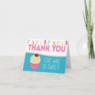 Cartão De Agradecimento Cupcake Rosa Bonito Obrigado