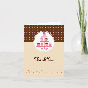 Cartão De Agradecimento Cupcakes em um suporte (Castanho/Creme)