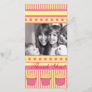 Cartão De Agradecimento Cupcakes pastel cor-de-rosa