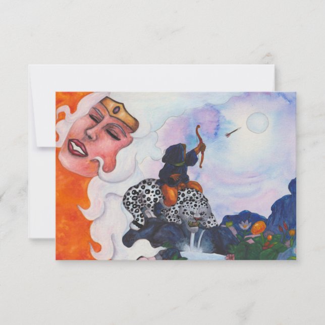 Cartão De Agradecimento Cupido de aquarela, gato de cavalo Mãe Deusa Sonha (Frente)