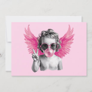 Cartão De Agradecimento Cupido de Coração Sopra Bolha Dia dos Namorados