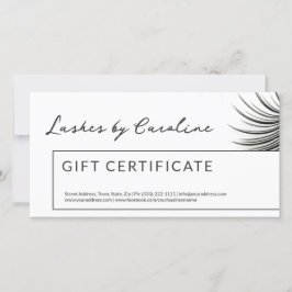 Cartão De Agradecimento Curly Lashes Certificado de Presente Bordo Branco