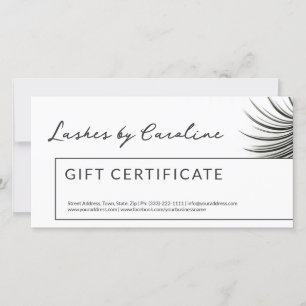 Cartão De Agradecimento Curly Lashes Certificado de Presente Bordo Branco