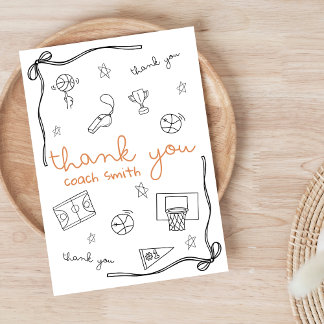 Cartão De Agradecimento Custom Basketball Coach Thank you Card Doodle