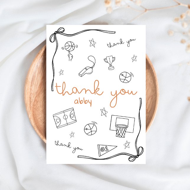 Cartão De Agradecimento Custom Basketball Thank you Card Doodle (Criador carregado)