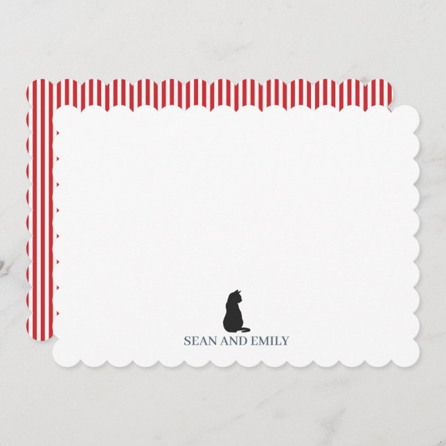 Cartão De Agradecimento Custom Black Cat Stripe Logo Stationary (Frente/Verso)