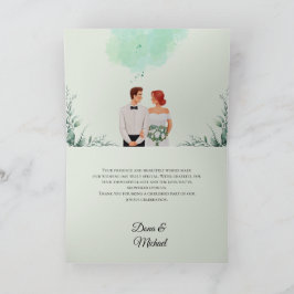 Cartão De Agradecimento Custom green watercolor flowy wedding