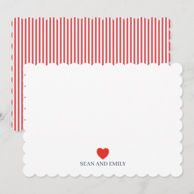 Cartão De Agradecimento Custom Heart Valentine Love Wedding Stationary (Frente/Verso)
