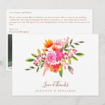 Custom Message Pink Floral Photo Wedding 