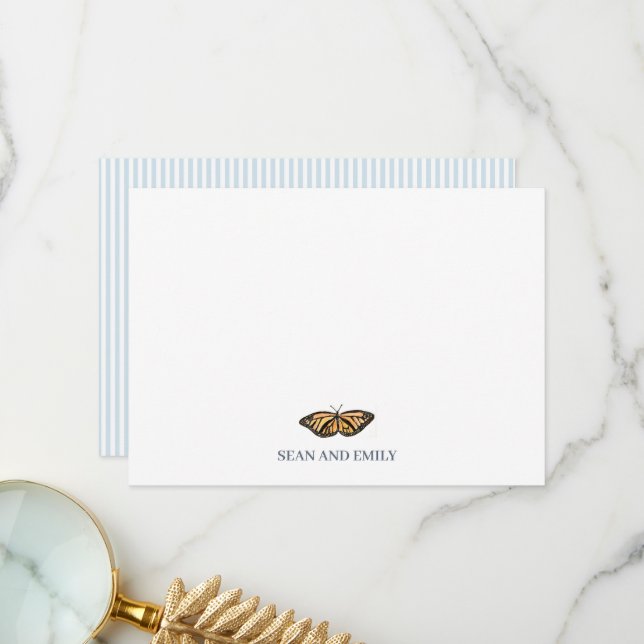 Cartão De Agradecimento Custom Monarch Butterfly Painting Stationary (Frente/Verso In Situ)