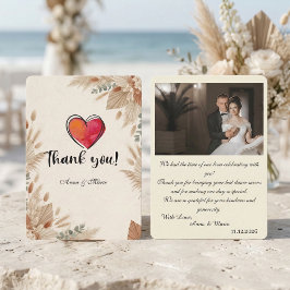 Cartão De Agradecimento Custom Photo Boho Terracotta Wedding