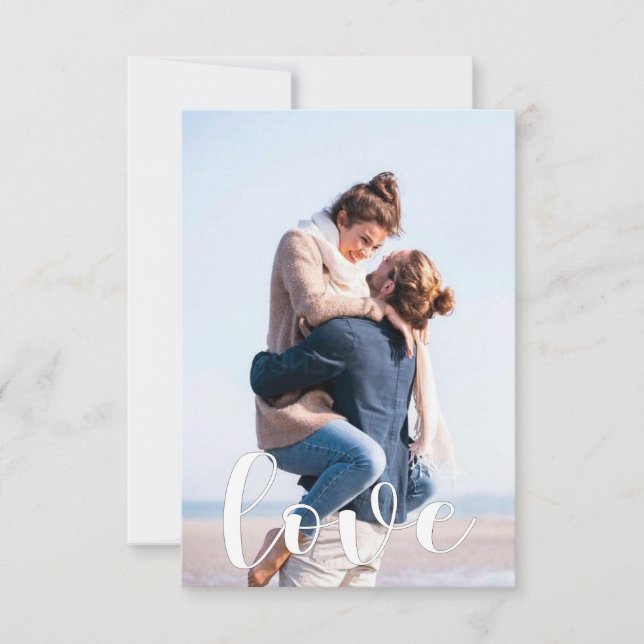 Cartão De Agradecimento Custom photo card | Love script create your own (Frente)