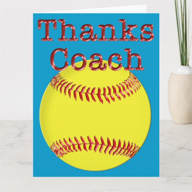 Cartão De Agradecimento Custom Softball COACH Gifts Thanks Coach BIG Card (Frente)