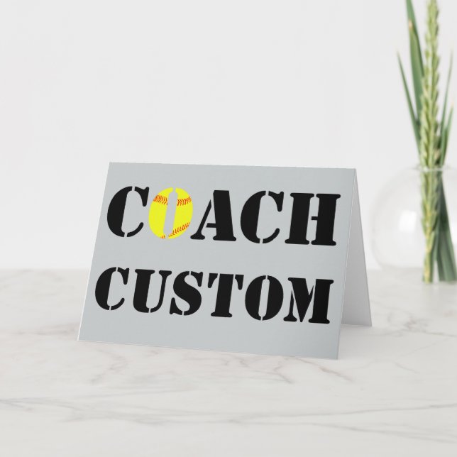 Cartão De Agradecimento Custom Softball Coach Greeting/Thank You Card (Frente)