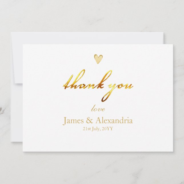 Cartão De Agradecimento Custom Thank You Gold Script (Frente)