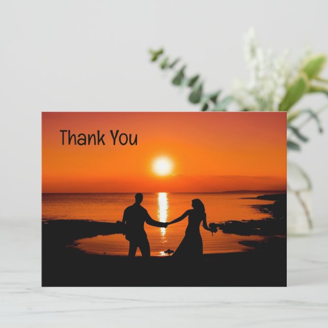 Cartão De Agradecimento Custom Thank You Wedding Photo Thank You Card (Em pé/Frente)