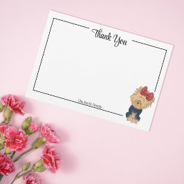 Cartão De Agradecimento Custom Thank You Yorkie Bow Cute Dog Note Card