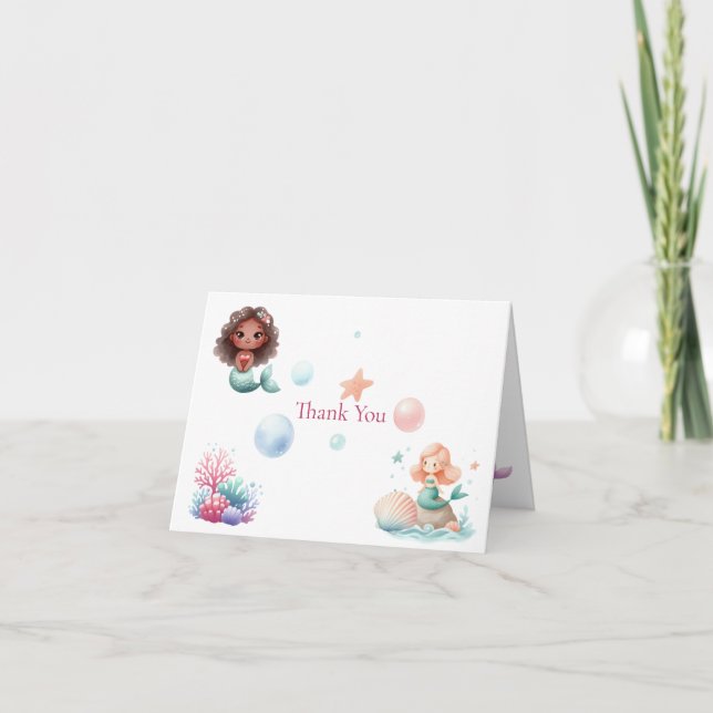 Cartão De Agradecimento Customizable Mermaid Birthday Girls (Frente)