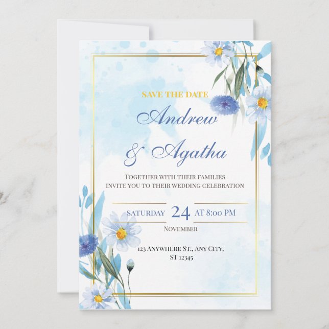 Cartão De Agradecimento Customizable save the date weddind invitation (Frente)