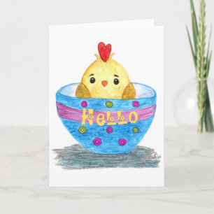 Cartão De Agradecimento  Cute Baby Chick Hello Greeting Card