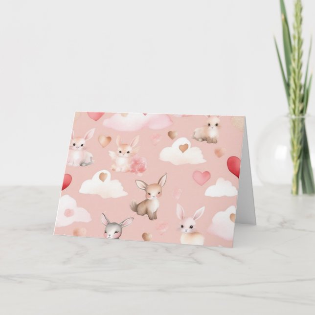 Cartão De Agradecimento Cute Baby Cupid Animals Thank You Card (Frente)