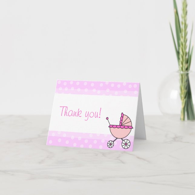 Cartão De Agradecimento Cute Baby Girl Carriage Design Thank You Cards (Frente)