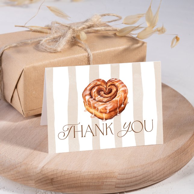 Cartão De Agradecimento Cute Bakery Themed Cinnamon Roll (Cute Bakery Themed Cinnamon Roll Thank You Card)
