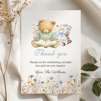 Cartão De Agradecimento Cute Bear Books Baby Shower Thank you