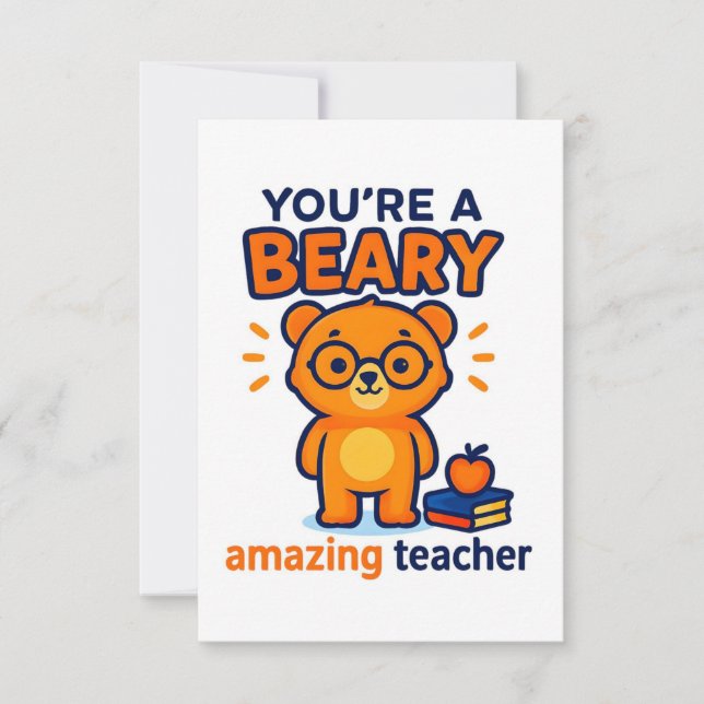 Cartão De Agradecimento  Cute Bear Teacher Appreciation Card (Frente)