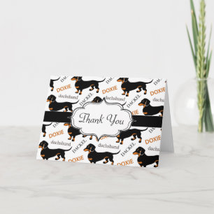Cartão De Agradecimento Cute Black and Tan Dachshund Pattern