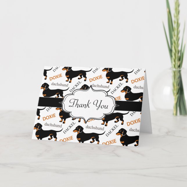 Cartão De Agradecimento Cute Black and Tan Dachshund Pattern (Frente)