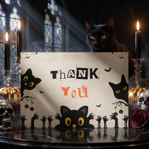 Cartão De Agradecimento Cute Black Cat Halloween