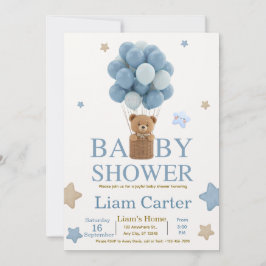 Cartão De Agradecimento Cute Blue Boy Baby Shower Invitation