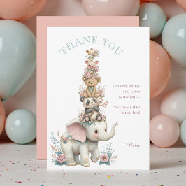 Cartão De Agradecimento Cute Boho Animal Birthday Party