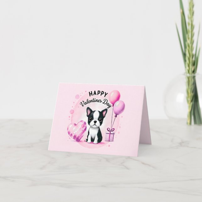 Cartão De Agradecimento Cute Boston Terrier Birthday Card  (Frente)