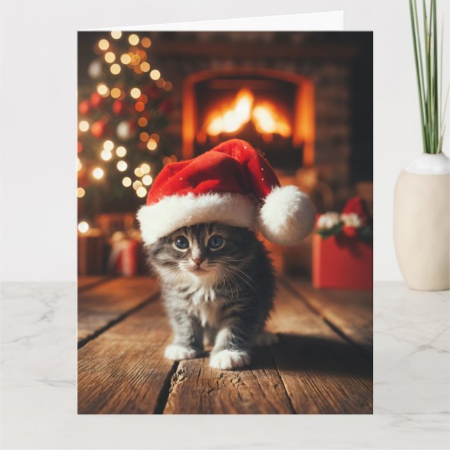 CARTÃO DE AGRADECIMENTO CUTE CAT CHRISTMAS GREETING CARD (Frente)
