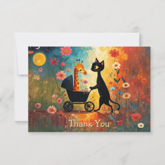 Cartão De Agradecimento Cute Cat Giraffe Thank You Card
