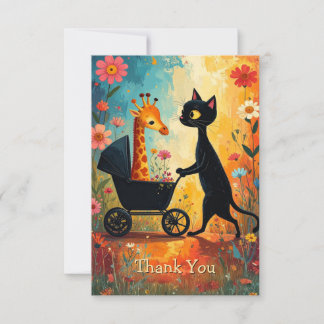 Cartão De Agradecimento Cute Cat Giraffe Thank You Card