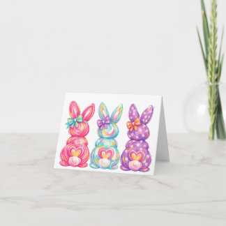 Cartão De Agradecimento Cute colourful bunny rabbits easter card